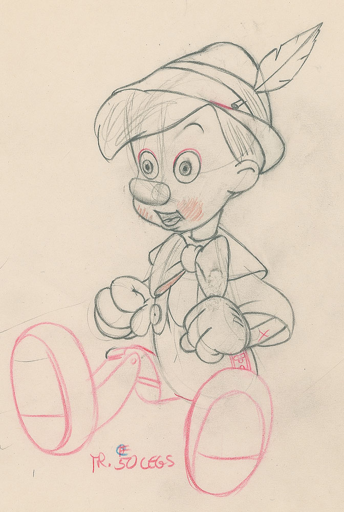Lot #498 Pinocchio production drawing from