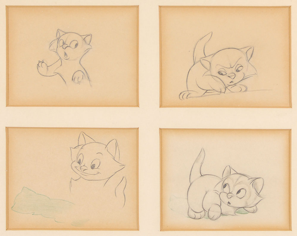 Lot #501 Figaro production drawings from Pinocchio