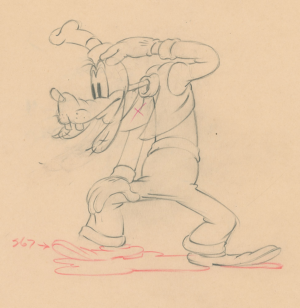 Lot #470 Goofy production drawing from Moving Day