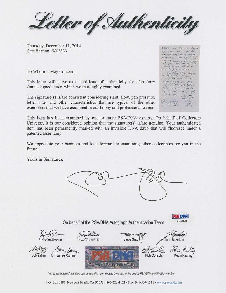 Lot #2172 Jerry Garcia Autograph Letter Signed - Image 9