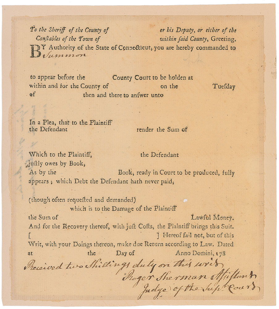 Lot #141 Declaration of Independence: Roger