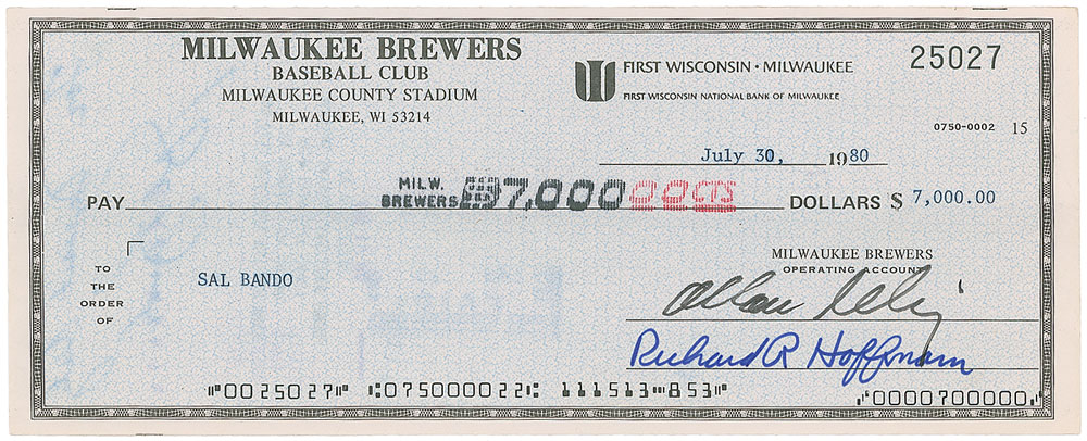 Lot #850 Milwaukee Brewers