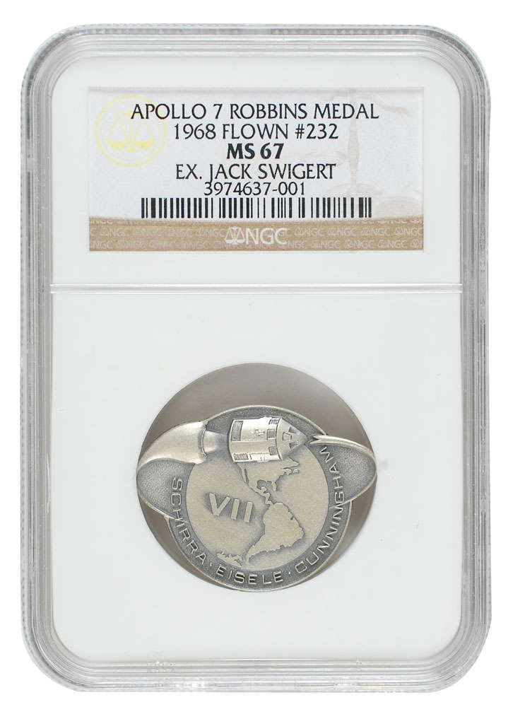 Lot #108 Jack Swigert’s Apollo 7 Flown Robbins Medal