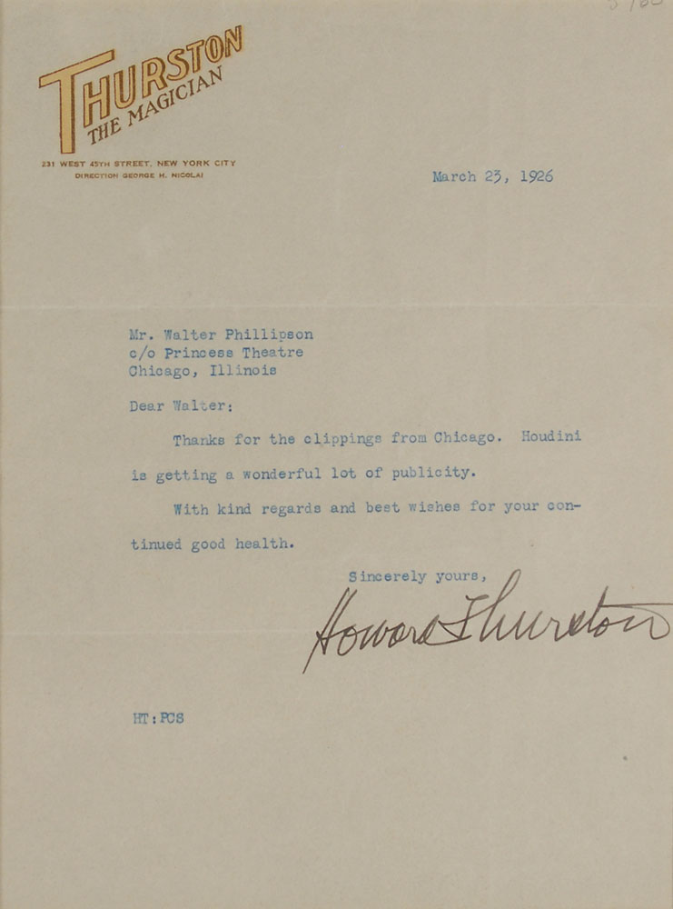 Lot #3006 Howard Thurston Typed Letters Signed - Image 2