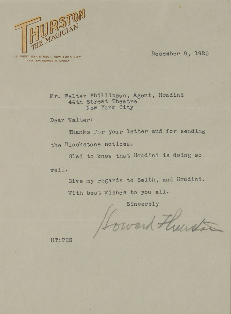 Lot #3006 Howard Thurston Typed Letters Signed - Image 3