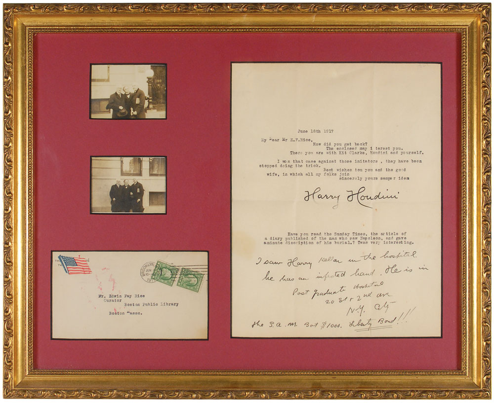 Lot #3016 Harry Houdini Typed Letter Signed
