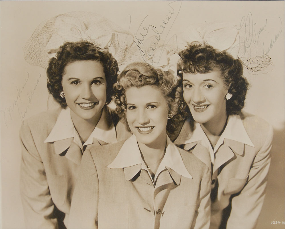 Lot #3214 Andrews Sisters Signed Photograph