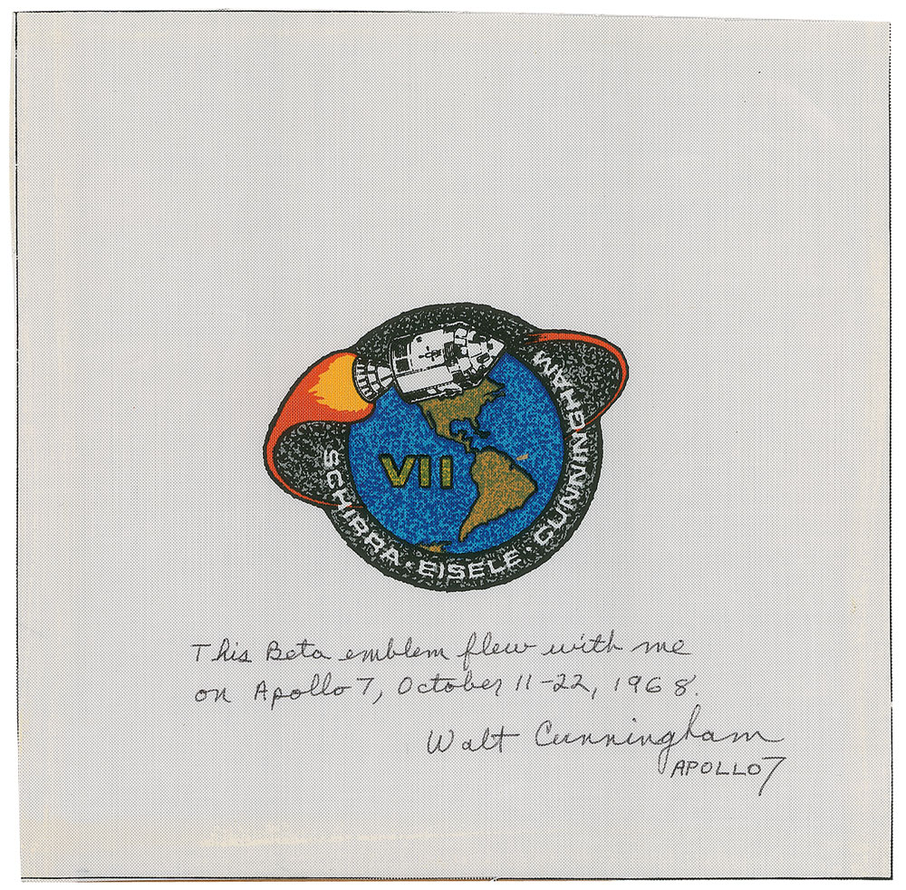 Lot #109 Walt Cunningham’s Apollo 7 Flown Beta Cloth Emblem