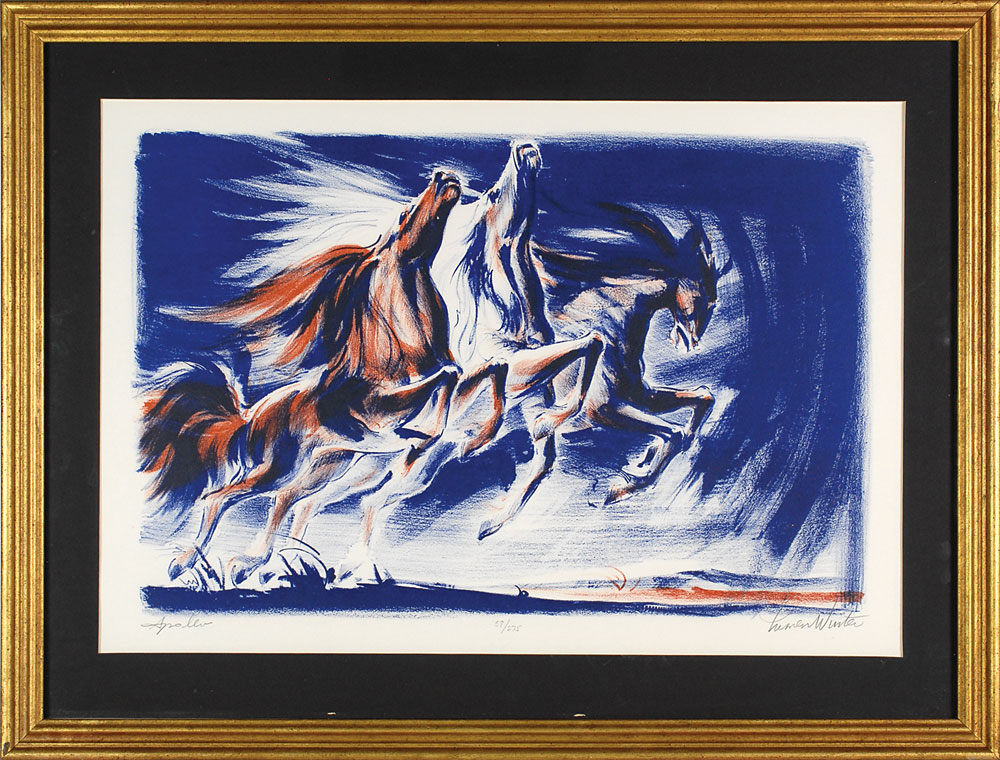 Lot #363 Lumen Winter Signed Lithograph: ‘Steeds