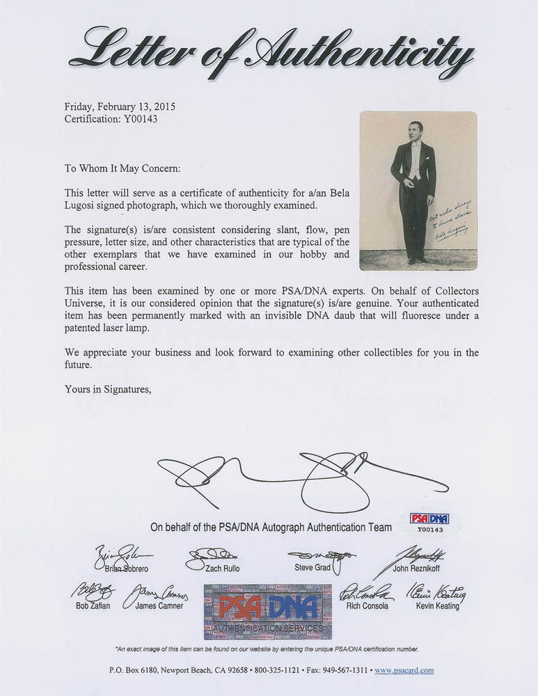 Lot #3062 Bela Lugosi Signed Photograph - Image 2