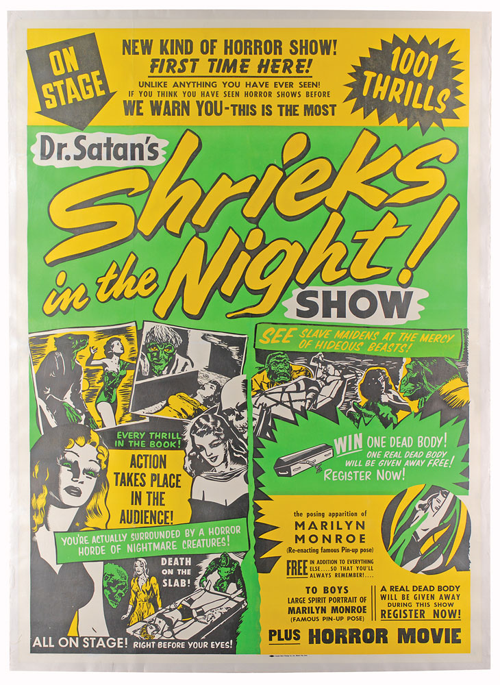Lot #3058 Dr. Satan’s Shrieks in the Night Poster - Image 1
