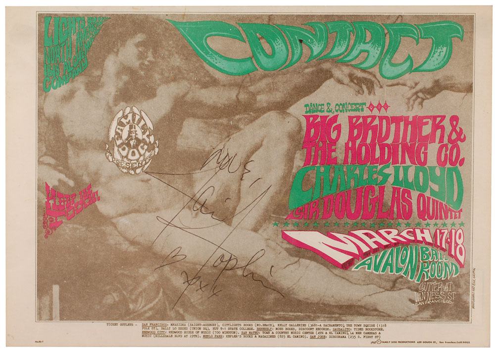 Lot #7246 Janis Joplin Signed Handbill