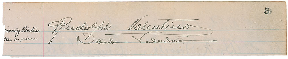 Lot #3114 Rudolph Valentino Signature - Image 1