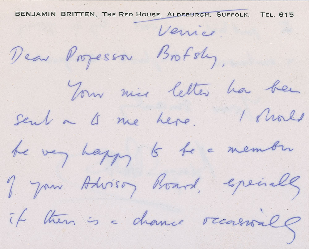 Lot #720 Benjamin Britten