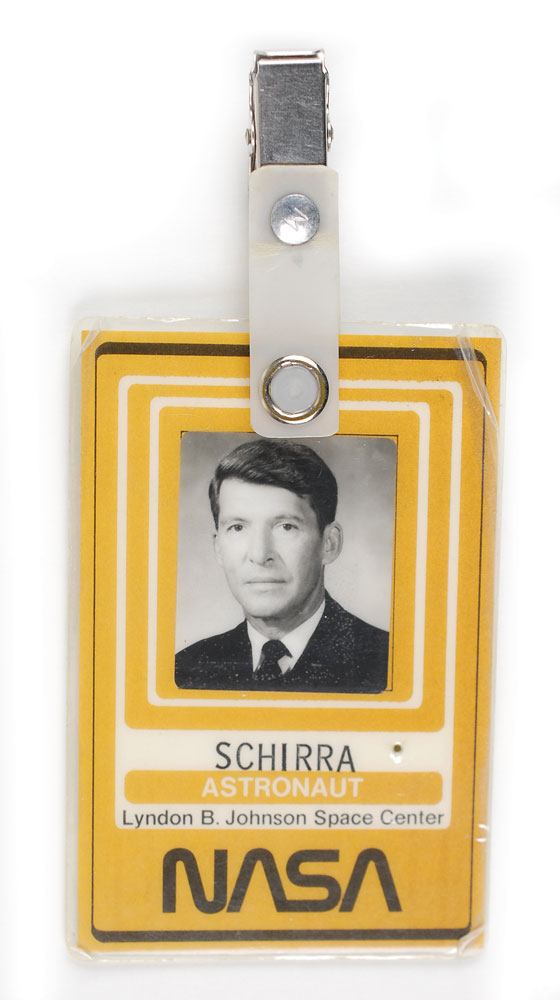 Lot #115 Wally Schirra’s NASA ID Badge