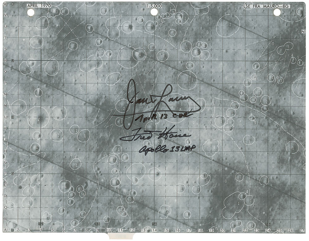 Lot #212 Apollo 13 Flown Lunar Surface Map Signed