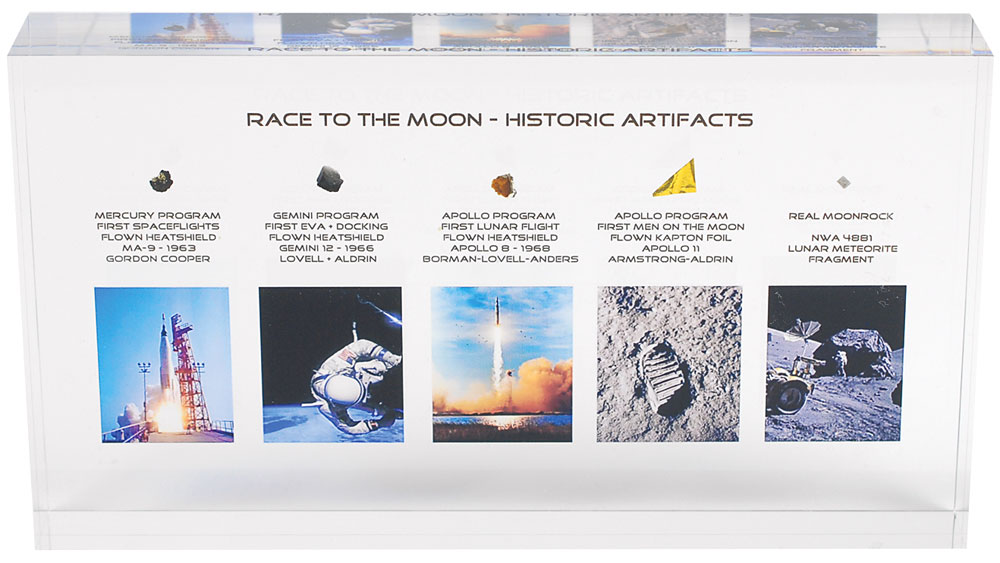 Lot #90 Race to the Moon Flown Artifacts Display