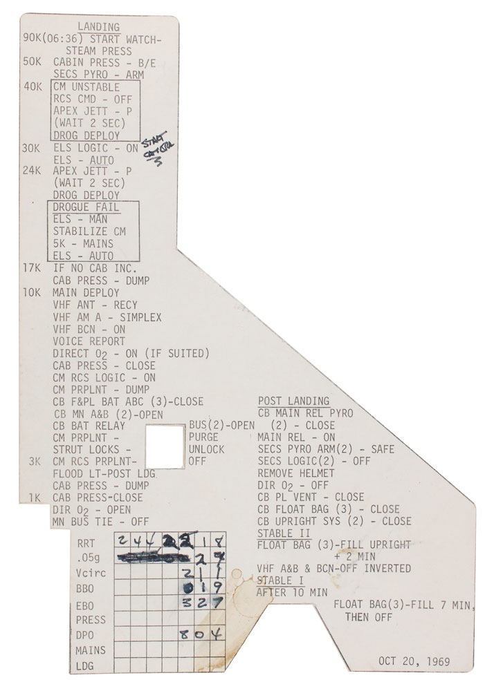 Lot #9329 Apollo 12 Flown Checklist