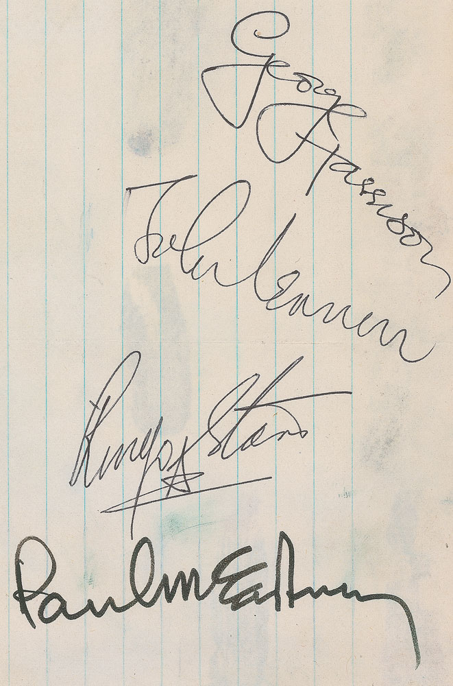 Lot #7010 Beatles Signatures