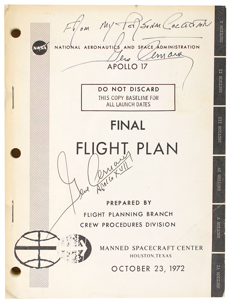 Lot #292 Gene Cernan’s Signed Apollo 17 Flight
