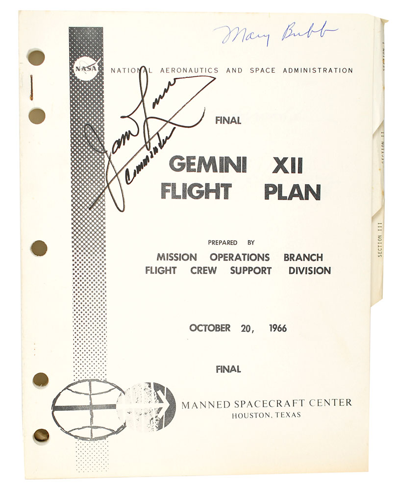 Lot #68 James Lovell Signed Gemini 12 Flight Plan