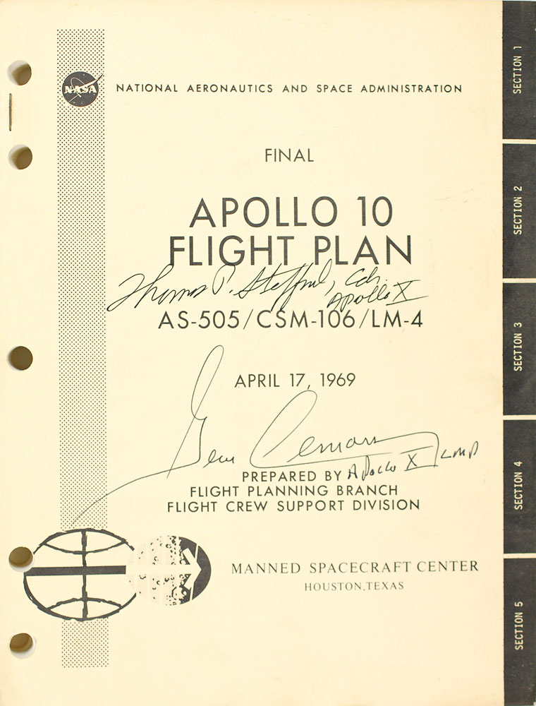 Lot #149 Apollo 10 Flight Plan Signed by Stafford