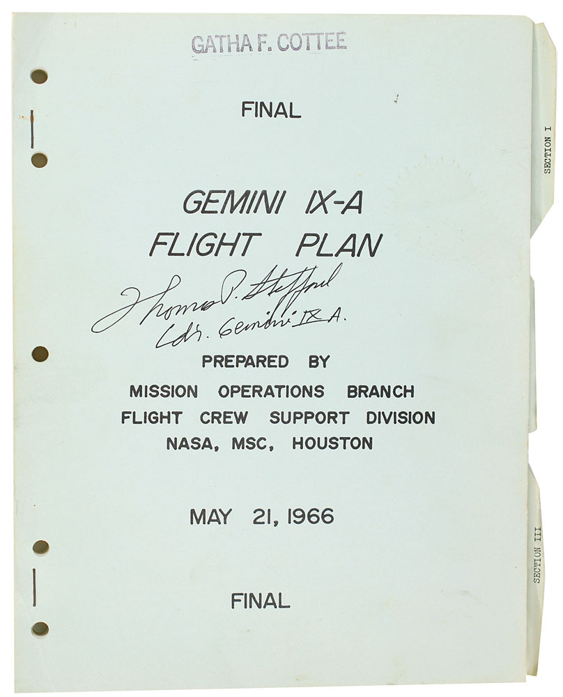 Lot #64 Tom Stafford Signed Gemini 9A Flight Plan