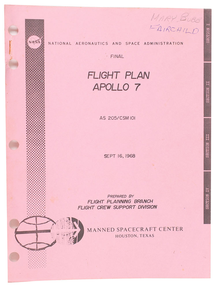 Lot #114 Apollo 7 Flight Plan