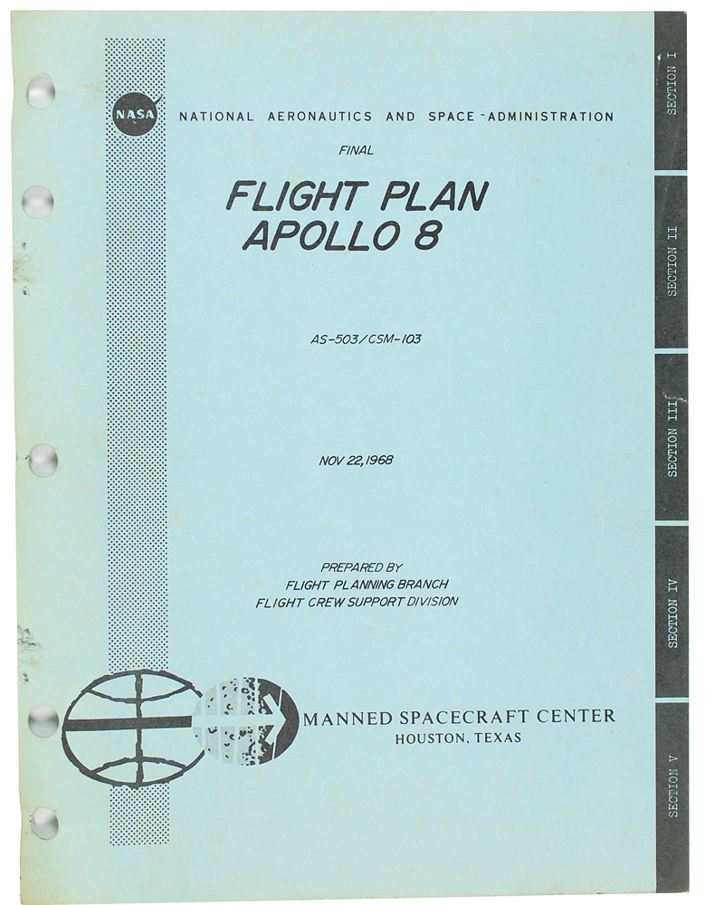 Lot #124 Apollo 8 Flight Plan