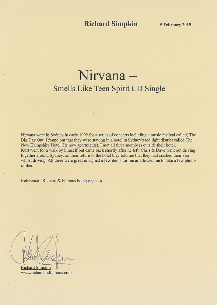 Lot #7530 Nirvana Signed CD - Image 4