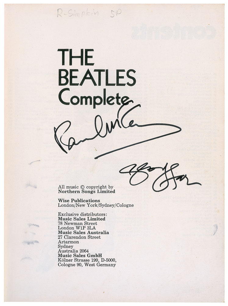 Lot #7027 Paul McCartney and George Harrison Signed Book