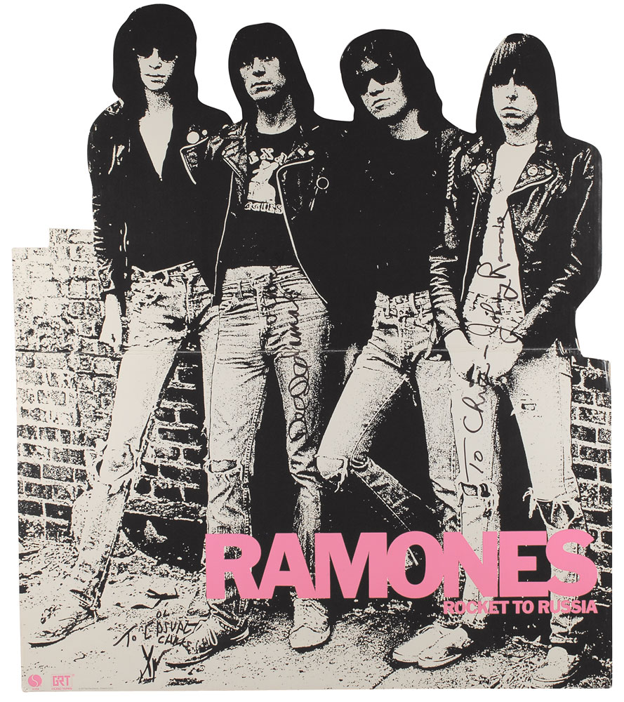 Lot #7410 The Ramones Rocket to Russia Signed Cardboard Standee - Image 1