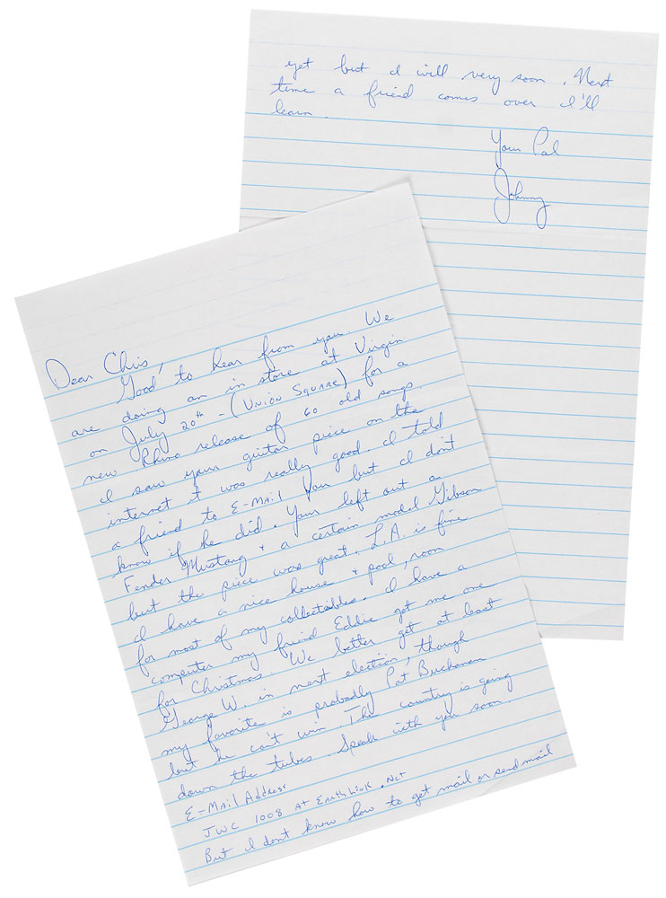 Lot #7476 Johnny Ramone Autograph Letter Signed