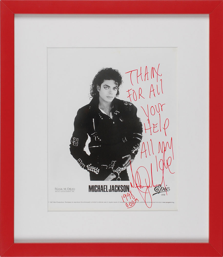 Lot #2162 Michael Jackson Signed Photograph