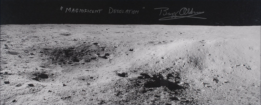 Lot #5050 Buzz Aldrin Signed Panorama Photograph