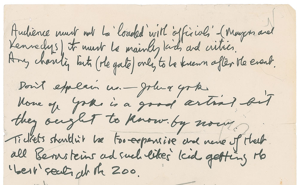 Lot #7035 John Lennon Handwritten Note