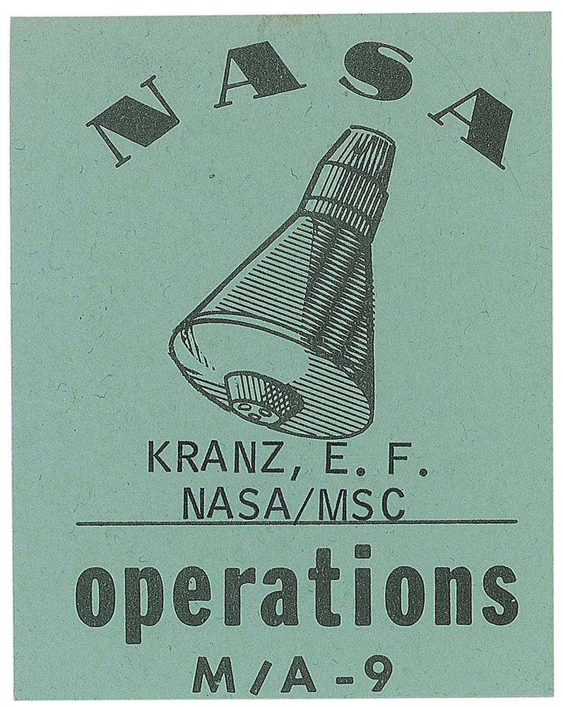 Lot #5008 Gene Kranz’s MA-9 Operations Badge