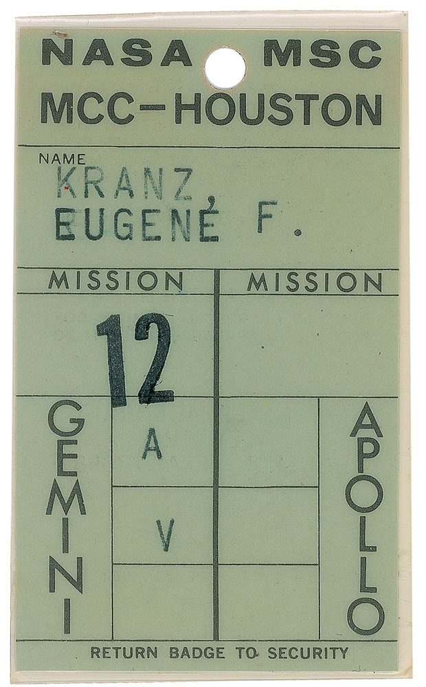 Lot #5022 Gene Kranz’s Gemini 12 Operations Badge