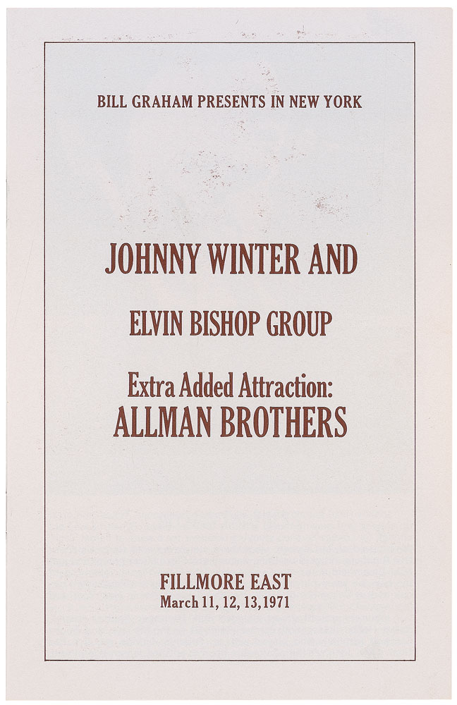 Lot #7269 The Allman Brothers Fillmore East