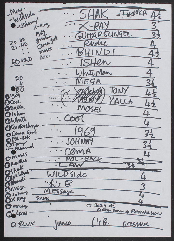 Lot #7509 The Clash: Joe Strummer’s Handwritten