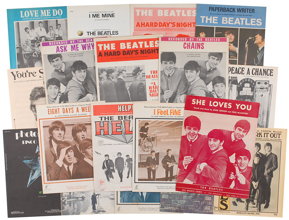 Lot #7079 Collection of 21 Pieces of Beatles Sheet