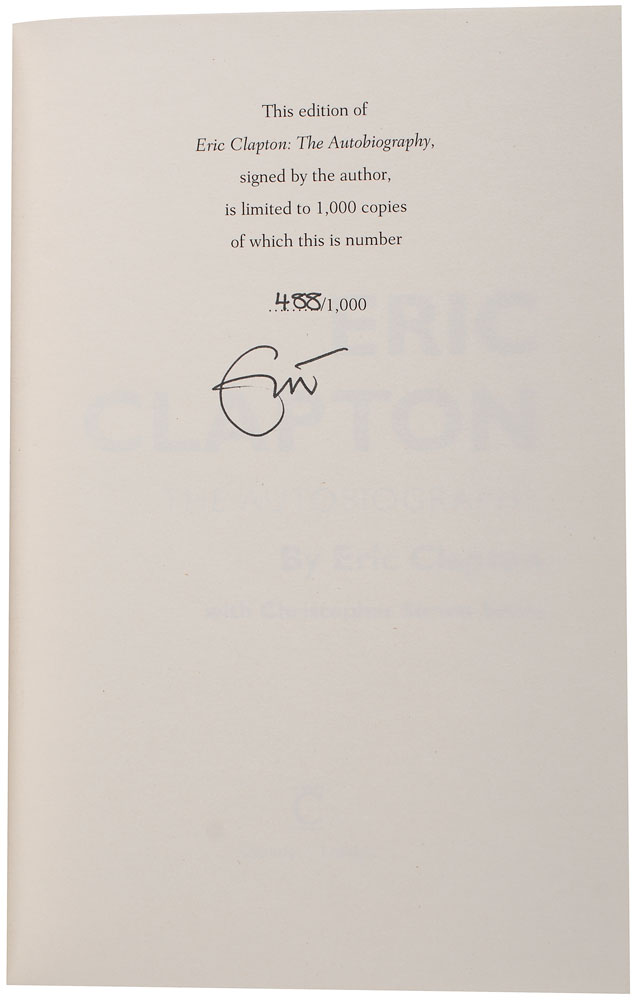 Lot #7250 Eric Clapton Signed Book