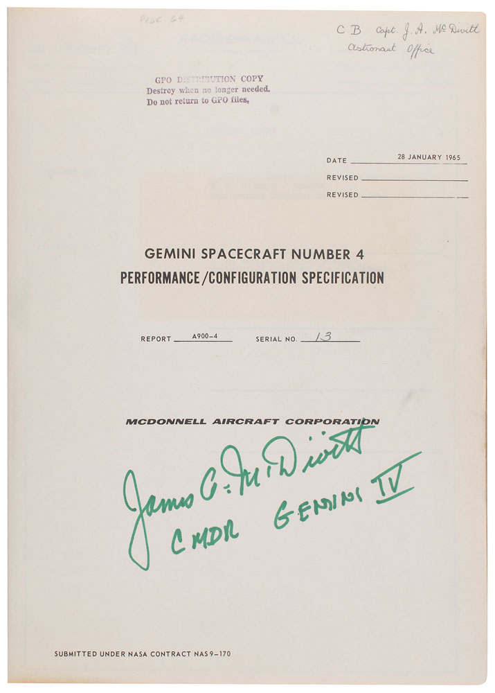 Lot #9112 Gemini 4: Jim McDivitt’s Manual