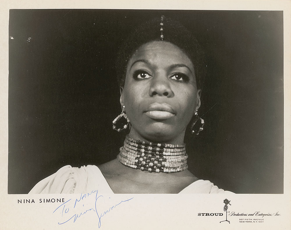 Lot #7184 Nina Simone Signed Photograph