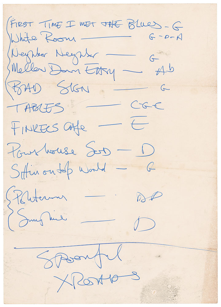 Lot #7253 Cream: Jack Bruce Handwritten Set List