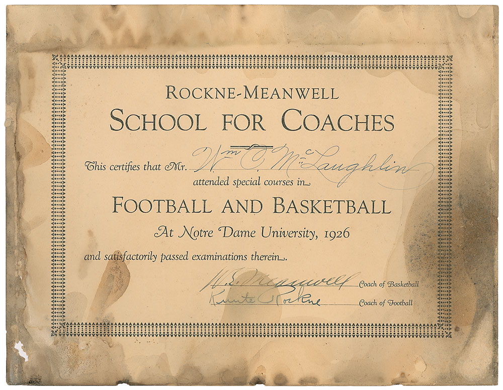 Lot #1045 Knute Rockne and Walter Meanwell
