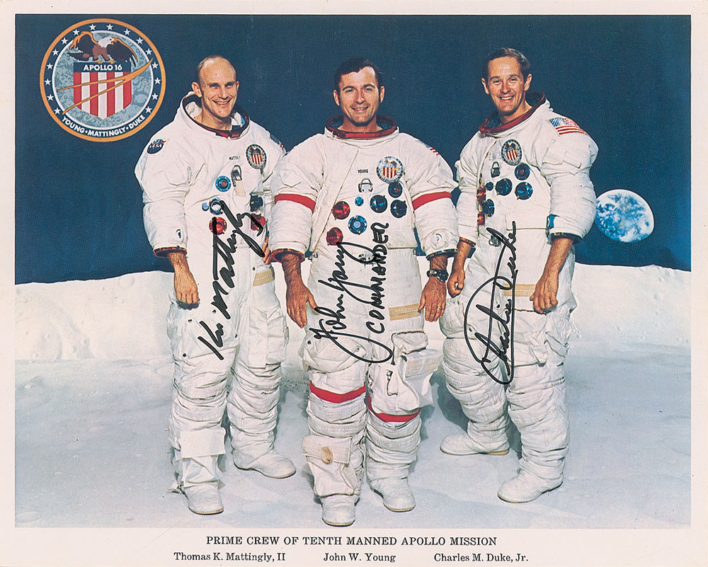 Lot #9437 Apollo 16 Signed Photograph