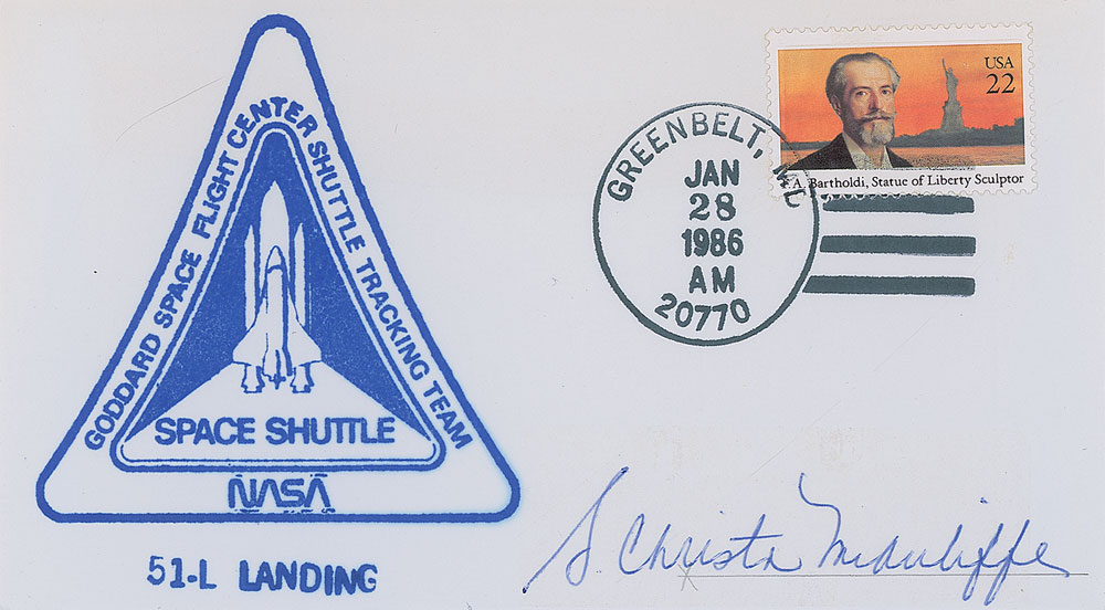 Lot #9522 Christa McAuliffe Signed Cover