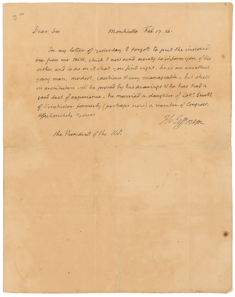 Lot #8020 Thomas Jefferson Autograph Letter Signed