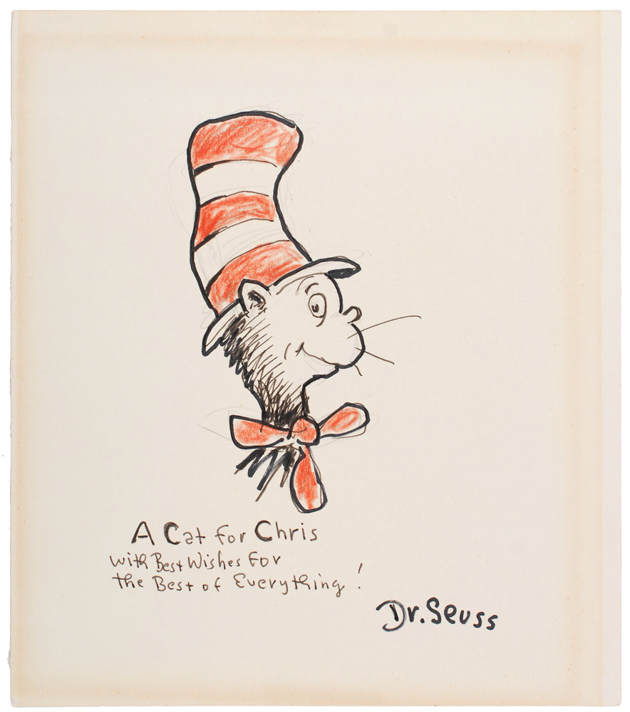 Dr. Seuss ‘Cat in the Hat’ Hand-drawn Illustration and Signed Book